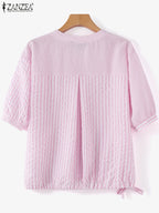 Elegant Striped V-Neck Blouse-HighTouch