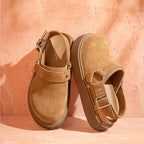 Leather Suede Sandals with Metal Ring Accent-HighTouch