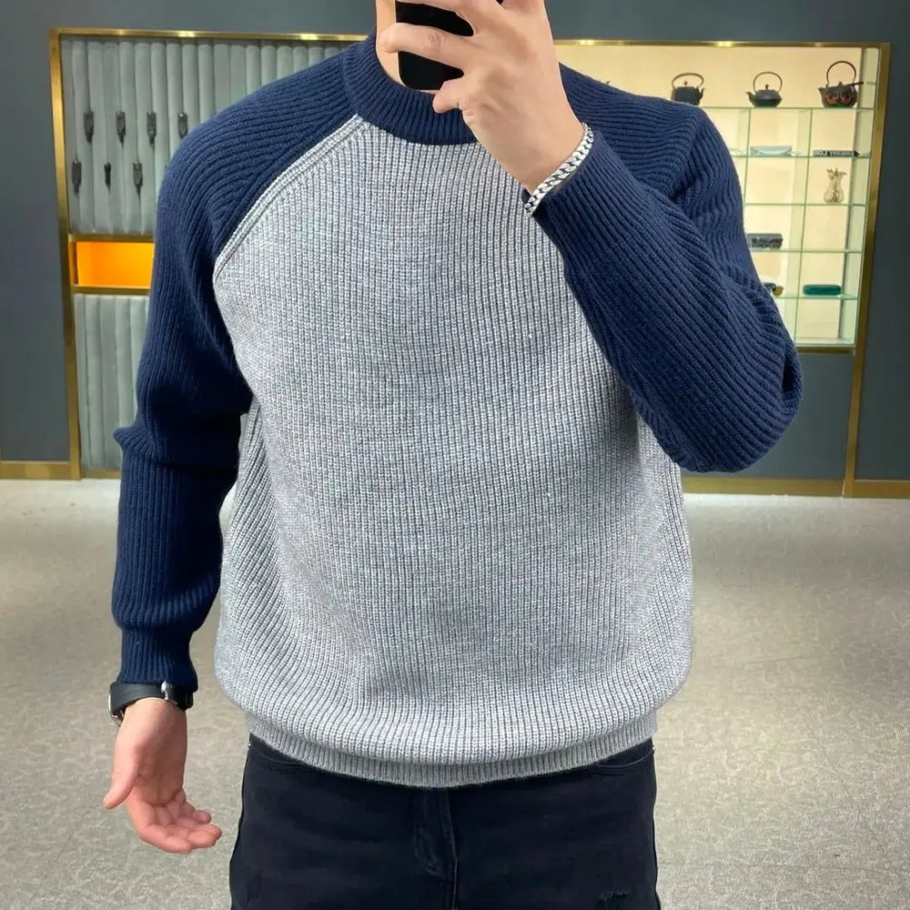 Color-Blocked Pullover Sweater Men-HighTouch