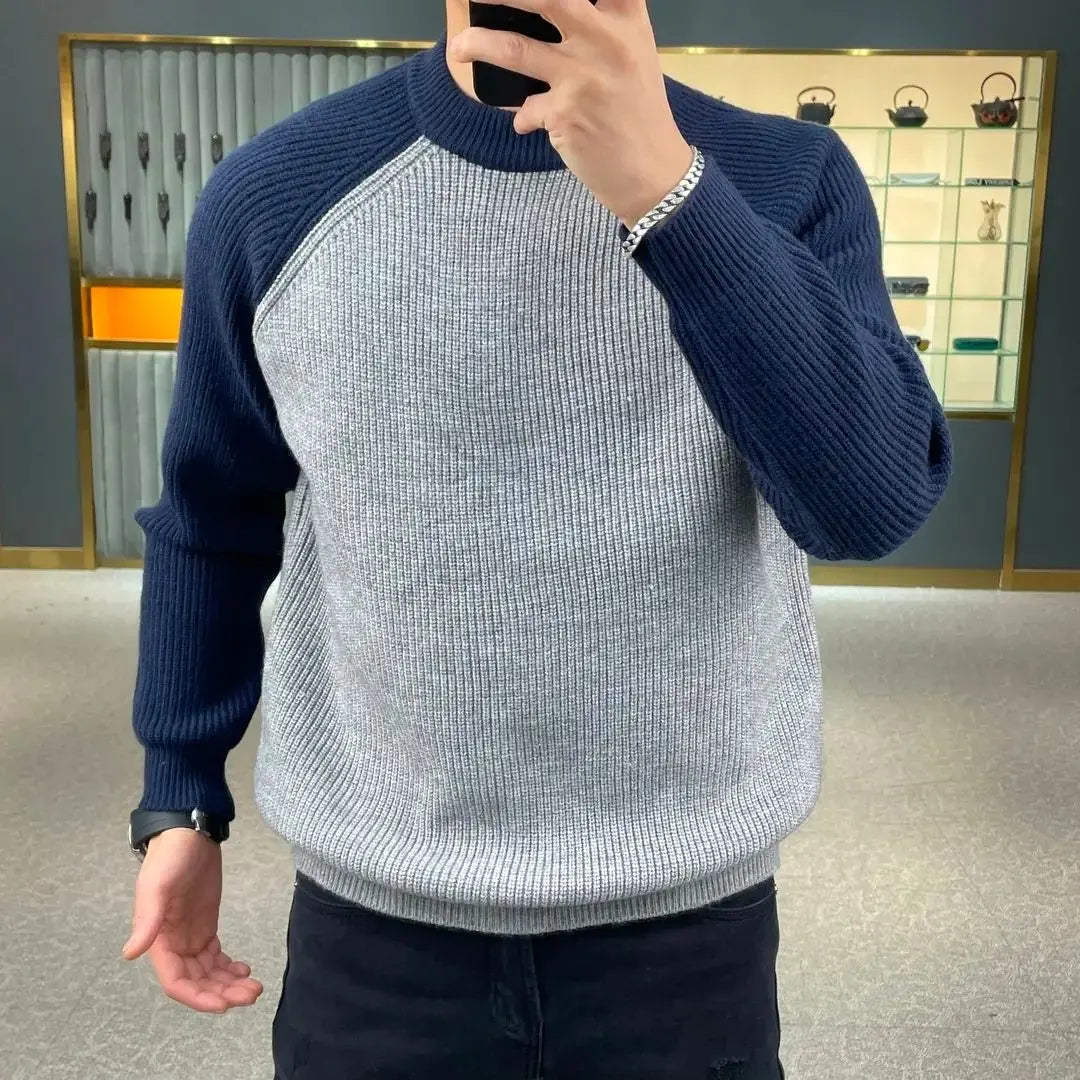 Color-Blocked Pullover Sweater Men-HighTouch