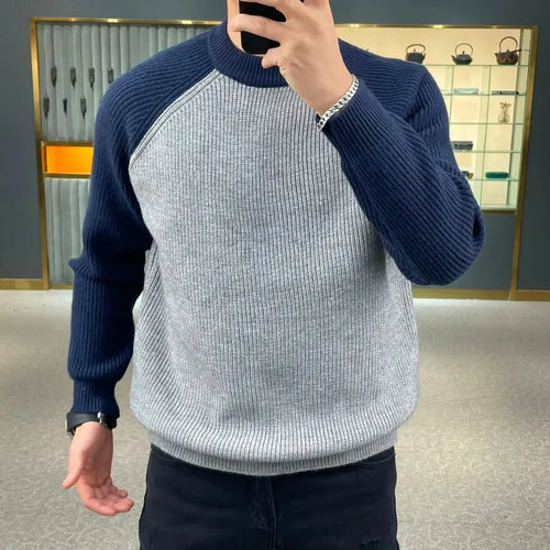Color-Blocked Pullover Sweater Men-HighTouch