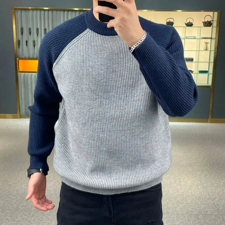Color-Blocked Pullover Sweater Men-HighTouch