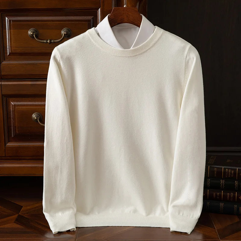 Men’s Merino Wool Sweater Premium Long Sleeve Knit Pullover-HighTouch