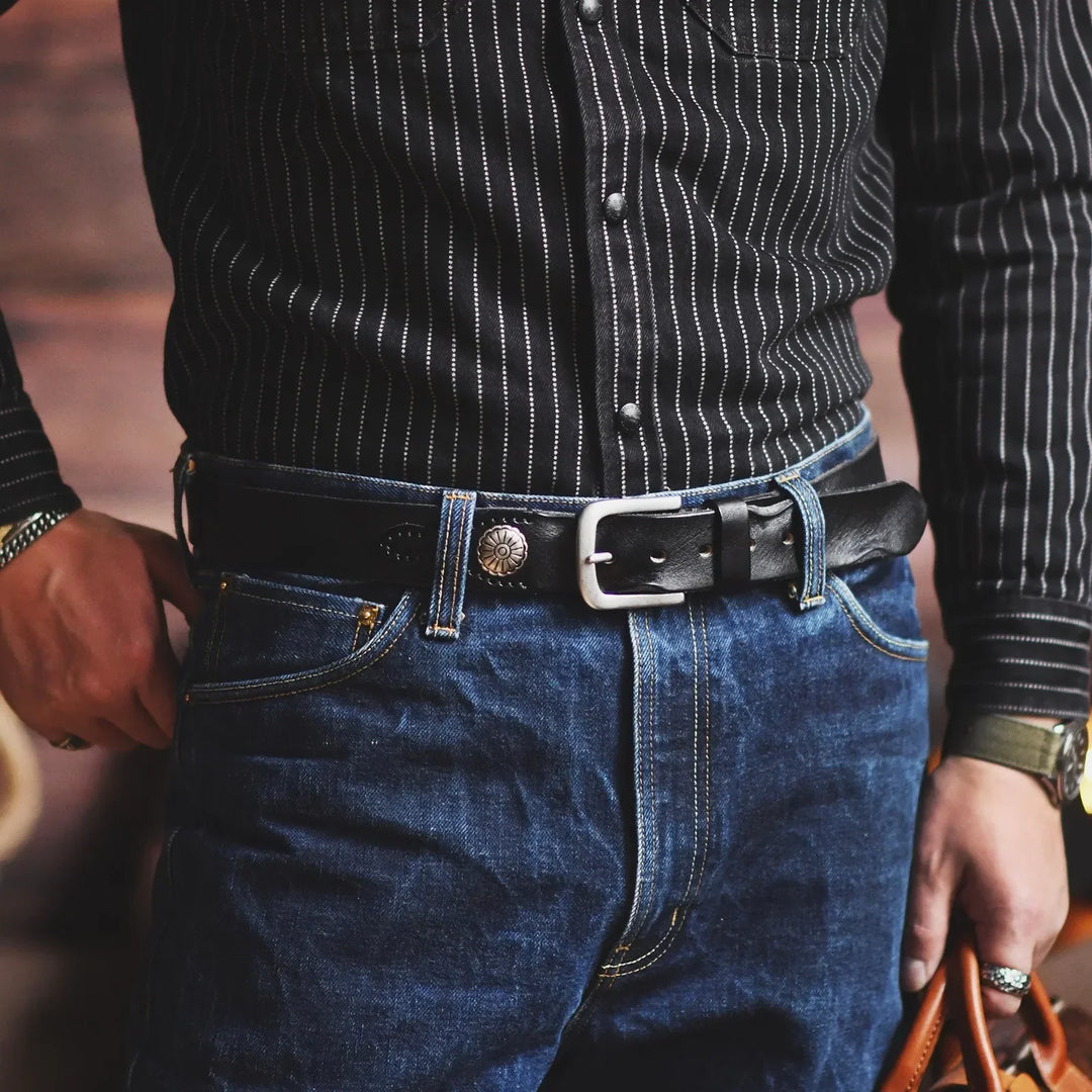 Men's Western Leather Belt – Vintage Style