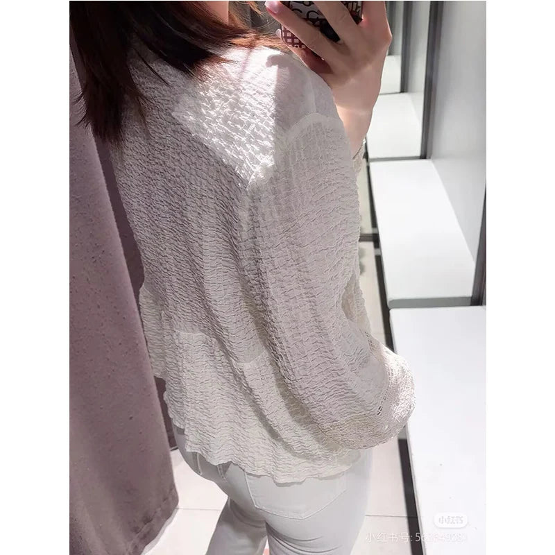 Elegant Loose O-Neck Summer Shirt for Women-HighTouch