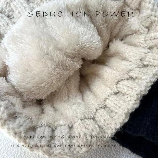 Twist-Knitted Women’s Winter Beanie with Fur Pom-Pom
