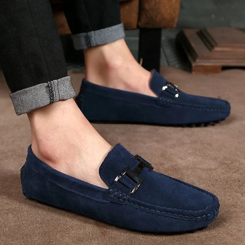 Classic Suede Leather Loafers – Men’s Breathable Soft Slip-On Shoes