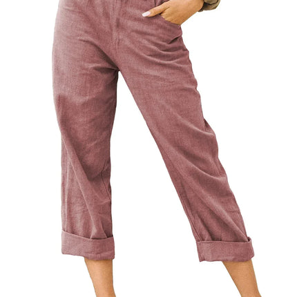 Spring Cotton-Linen Women’s Loose Button Pockets Pants – Elegant & Breathable