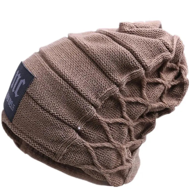 NC Letter Fur-Lined Unisex Knitted Winter Beanie-HighTouch