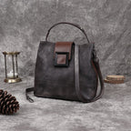 Top-Grain Leather Bucket Bag for Women ‒ Handmade Designer Office & Travel Purse-HighTouch