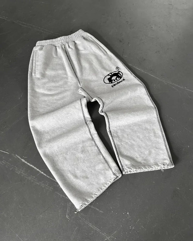 Streetwear Letter Embroidery Loose Sweatpants – Y2K Harajuku Wide-Leg Statement
