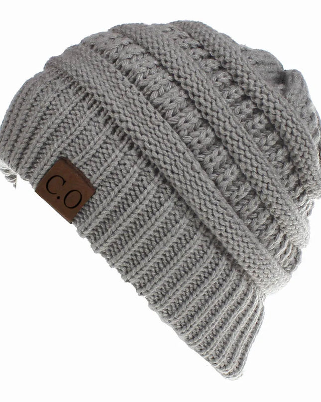 Soft Stretch Knit Messy Bun Beanie