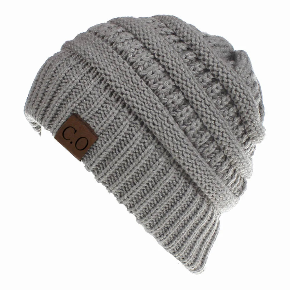 Soft Stretch Knit Messy Bun Beanie-HighTouch