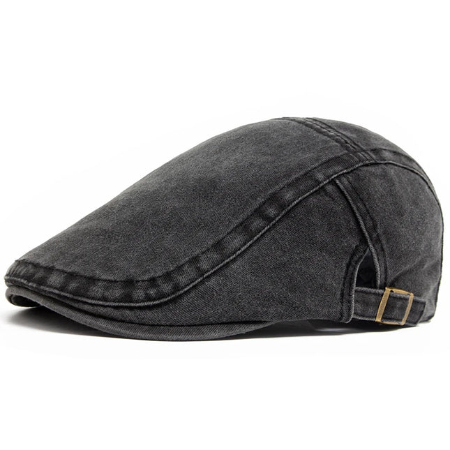 Vintage Cotton Beret / Flat Visor Cap – Unisex Adjustable Style