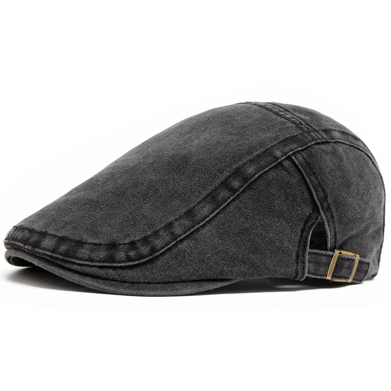 Vintage Cotton Beret / Flat Visor Cap – Unisex Adjustable Style-HighTouch