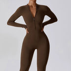 Women’s Slim Fit Jumpsuit Long Sleeve Zip Front Casual Outfit-HighTouch
