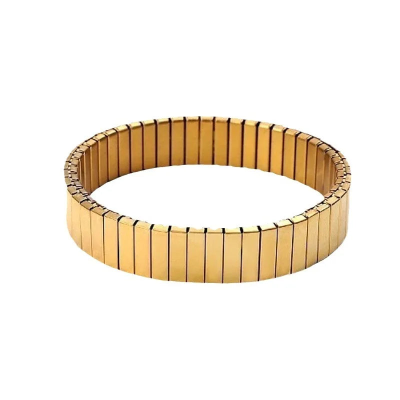 Gold Colour Titanium Steel Heart Elastic Bracelet