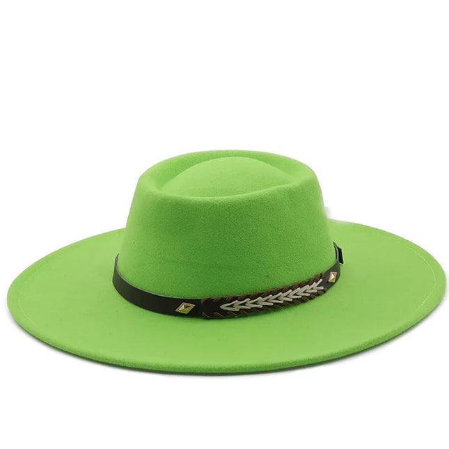 British-Style Wide-Brim Felt Fedora – Adjustable Luxury Jazz & Wedding Hat