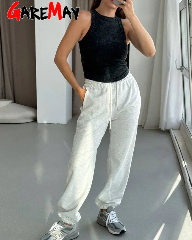 High-Waist Oversized Cotton Sweatpants Women