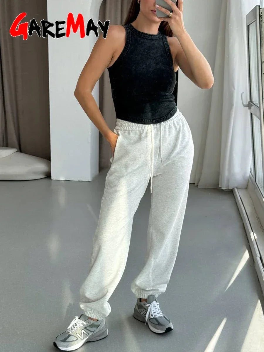 High-Waist Oversized Cotton Sweatpants Women