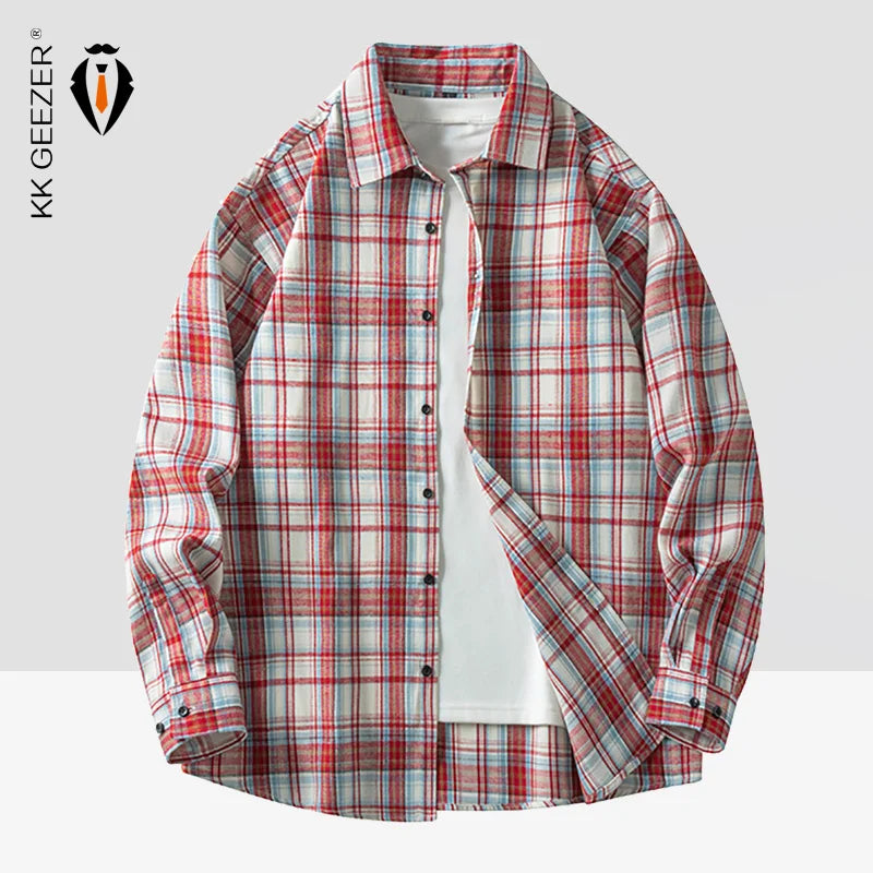 Oversized Flannel Check Shirt – Soft Cotton Long Sleeve Streetwear