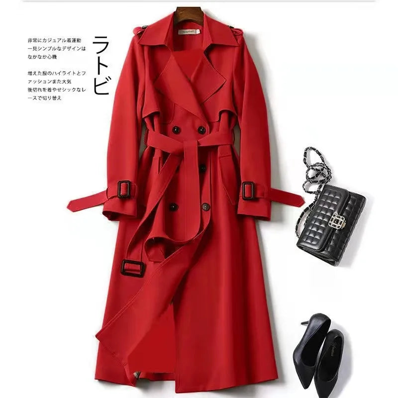 Phantasy Women’s Lace-Up British Style Trench Coat-HighTouch