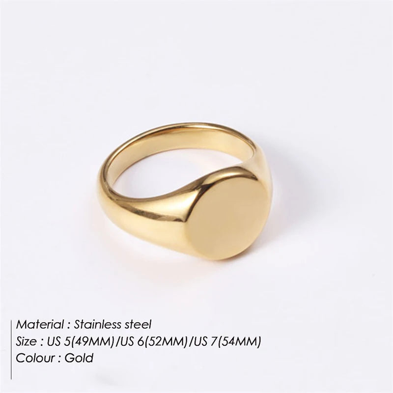 Minimalist Round Ring Gold Colour Plated Women's Rings for Parties and Festivals-HighTouch