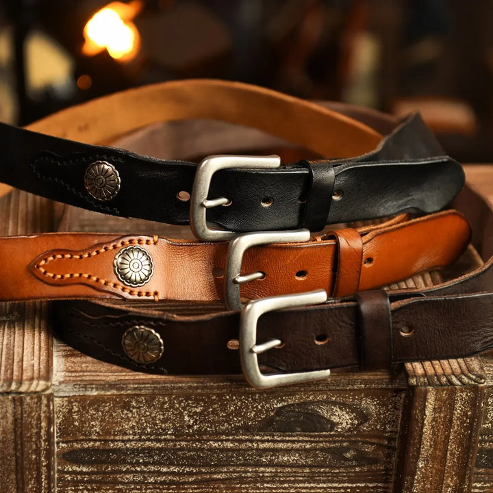 Men's Western Leather Belt – Vintage Style