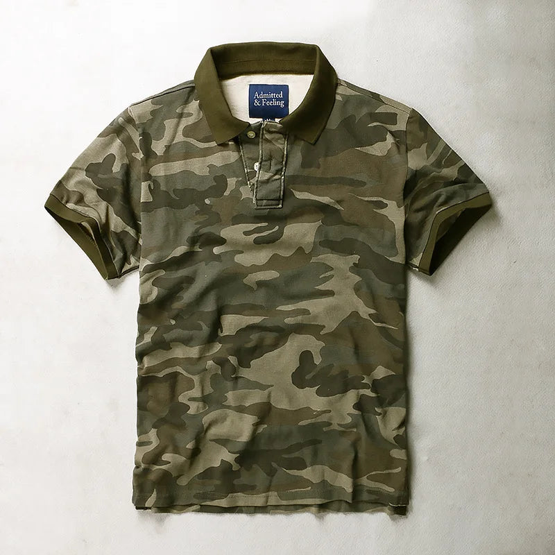 Breathable Camo Polo Tee – Summer Short-Sleeve Casual Men’s-HighTouch