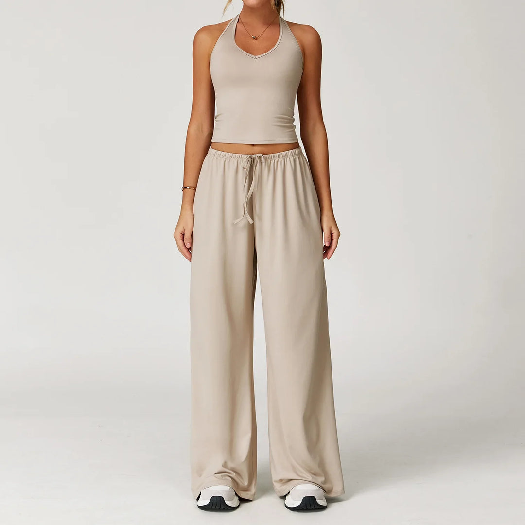 Women’s Hollow-Back Tank & High-Waist Drawstring Pants-HighTouch