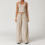 Women’s Hollow-Back Tank & High-Waist Drawstring Pants-HighTouch