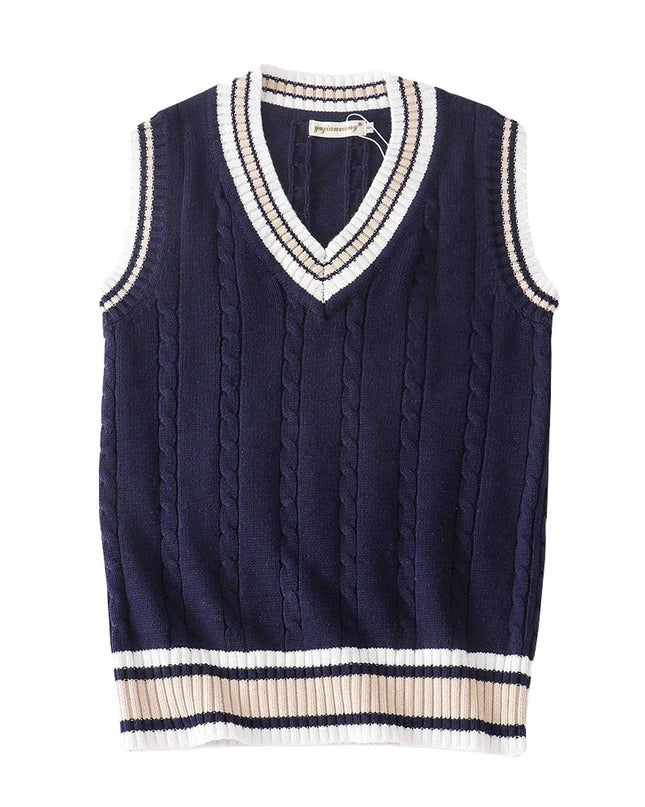 Thick Striped V-Neck Sweater Vest Unisex