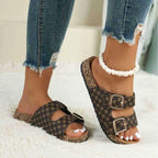 Women's Classic Cork Sandals with Adjustable Buckles – Summer Comfort Slides-HighTouch