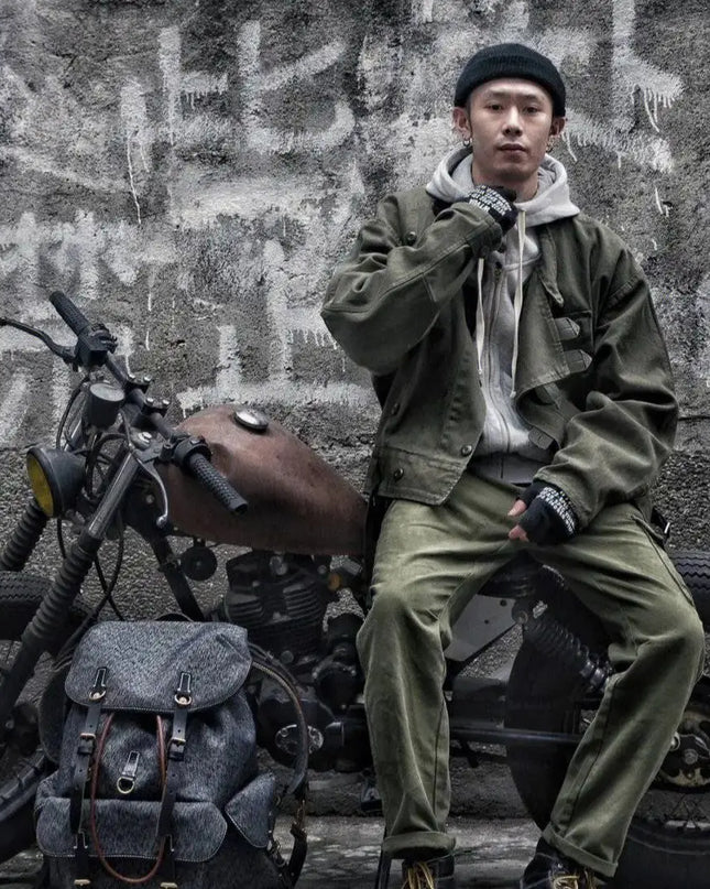 16oz Waxed Canvas Moto Jacket Men