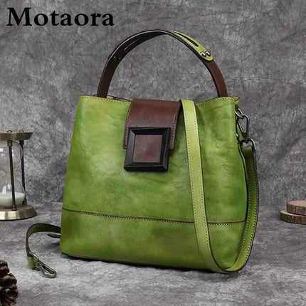Top-Grain Leather Bucket Bag for Women ‒ Handmade Designer Office & Travel Purse