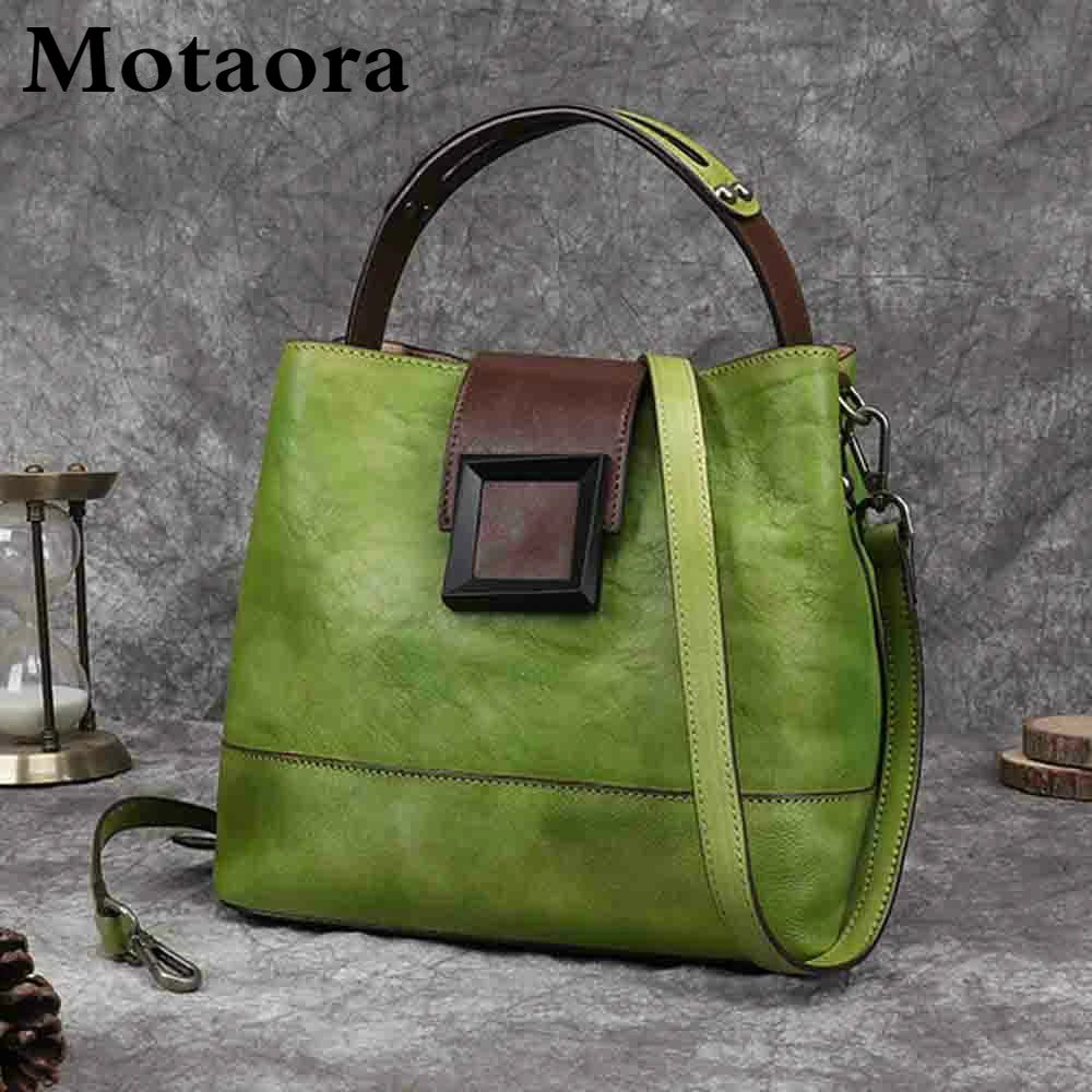 Top-Grain Leather Bucket Bag for Women ‒ Handmade Designer Office & Travel Purse