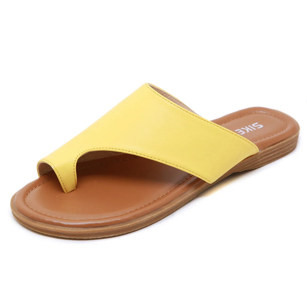 Women’s Flat Leather-Look Thong Sandals-HighTouch