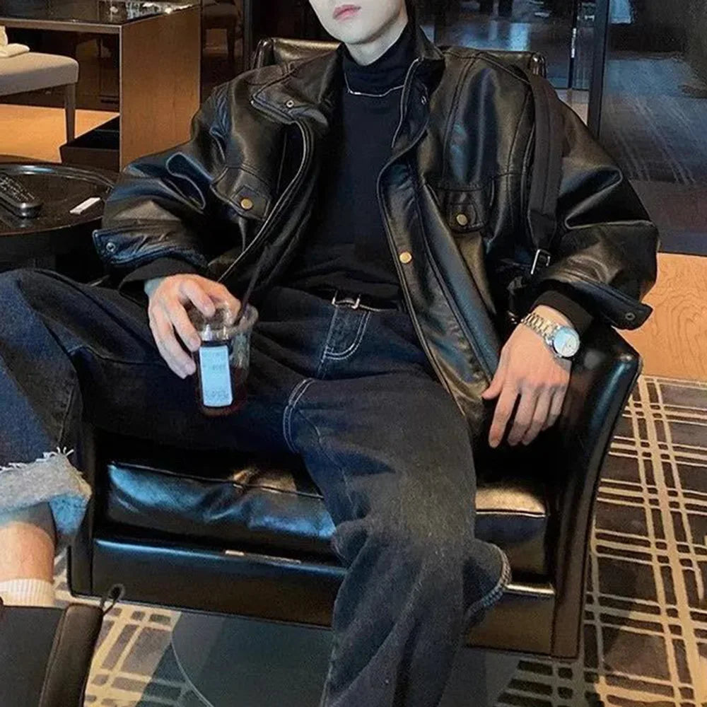 PU Strakke Pasvorm Motorjas Voor Heren