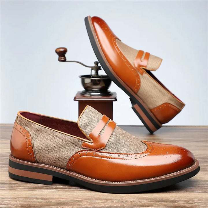 Men's Wingtip Leather Hybrid Loafers | Casual Dress Slip-On Shoes