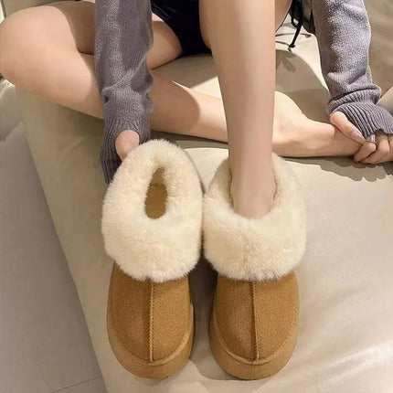 Platform Cotton Plush Women’s Slippers – Warm Soft Sole Indoor & Outdoor Non-Slip