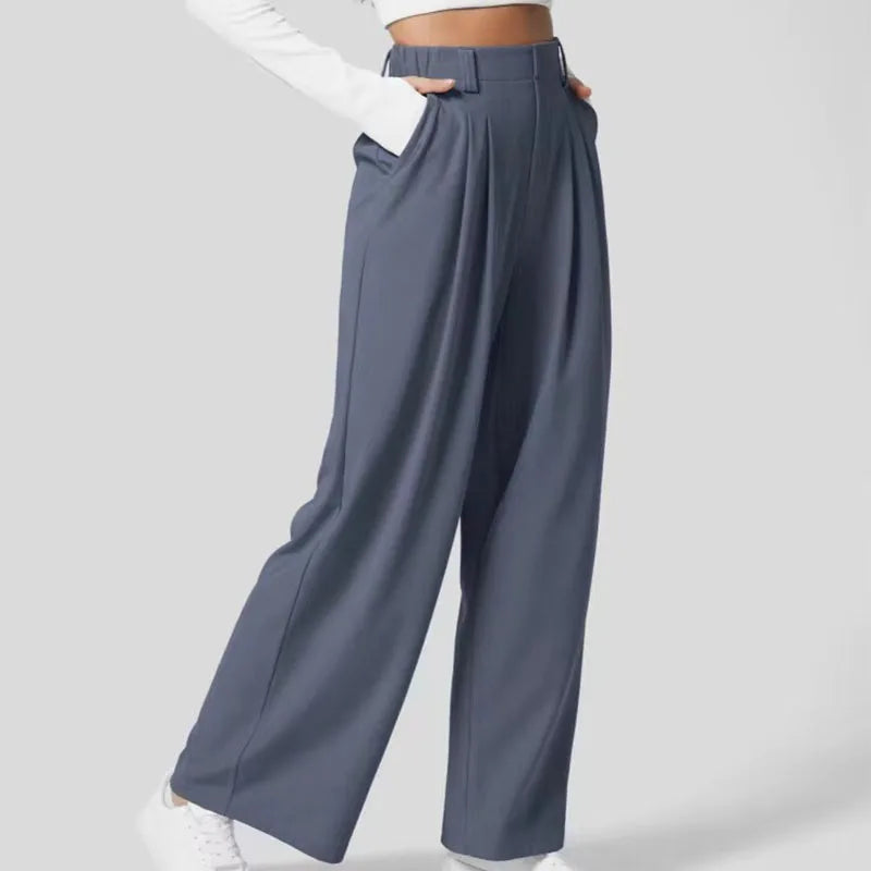 Women’s High-Waist Wide-Leg Tailored Trousers-HighTouch