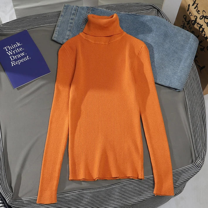 Women's Cashmere Turtleneck Sweater Soft Knit Autumn Winter Top-HighTouch