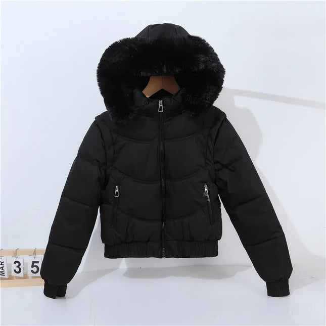 Petite Winter Padded Jacket with Fur Collar