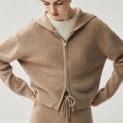 100% Cashmere Hooded Knit Set