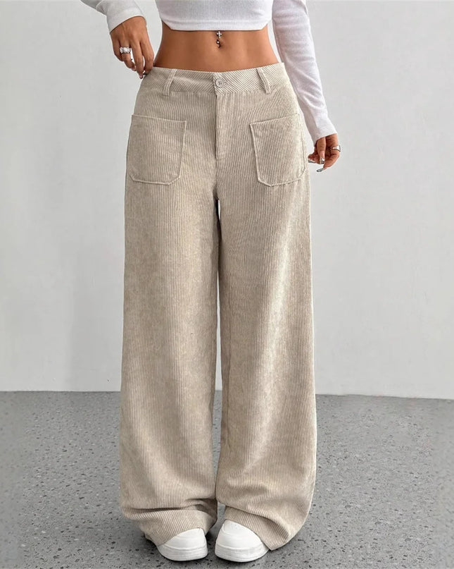 High-Waist Wide-Leg Corduroy Trousers