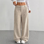High-Waist Wide-Leg Corduroy Trousers-HighTouch