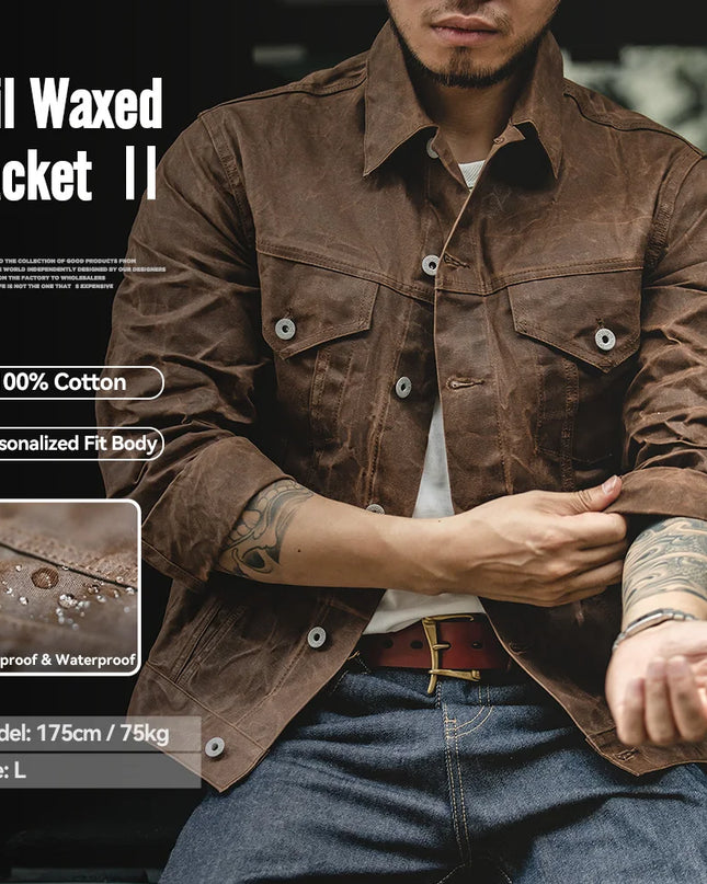 Heavyweight Waxed Canvas Safari Jacket Men