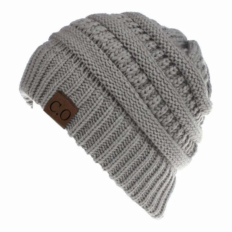 Soft Stretch Knit Messy Bun Beanie-HighTouch