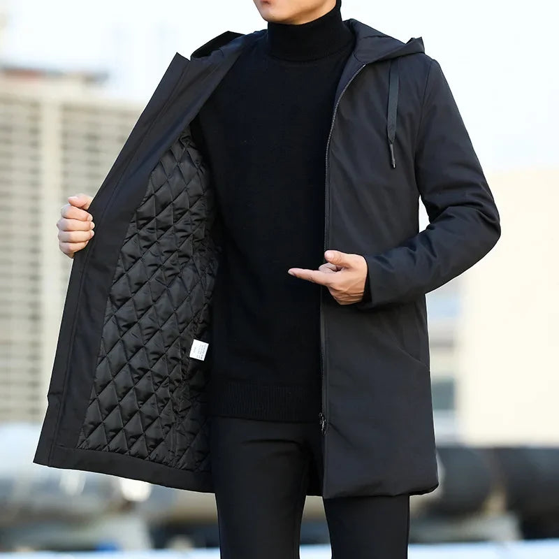 Men's Winter Trench Coat - Windbreaker Warm Casual Jacket for Men-HighTouch
