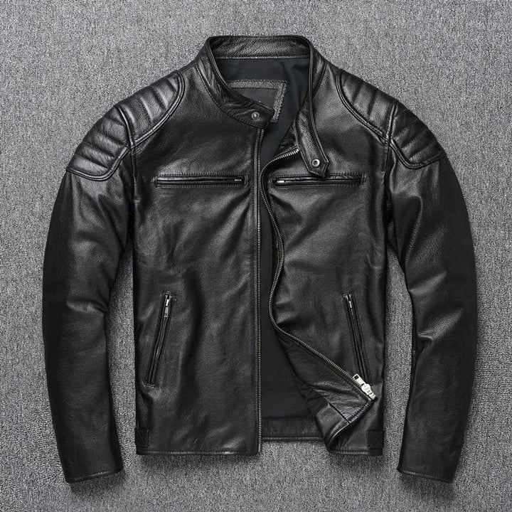 Real Cowhide & Fur Bomber Leather Jacket-HighTouch